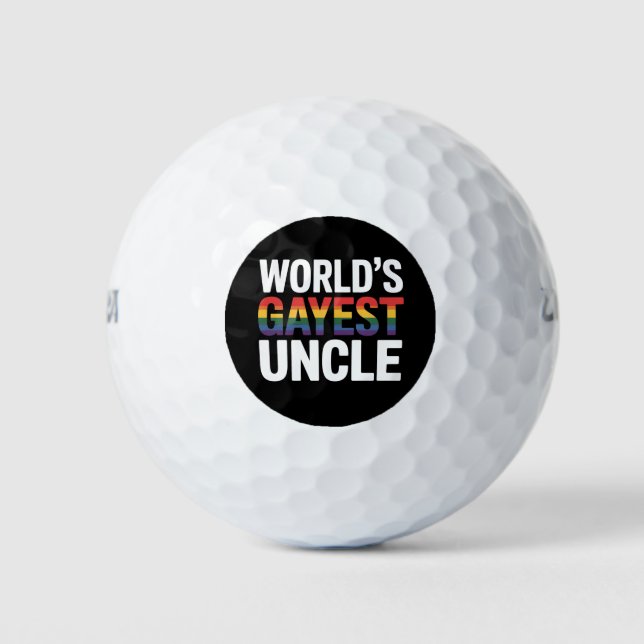 World's Gayest Uncle LGBTQ Gay Pride Ally Rainbow Golf Balls (Front)