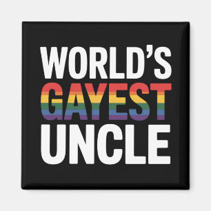 World's Gayest Uncle LGBTQ Gay Pride Ally Rainbow Magnet