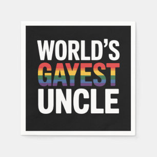 World's Gayest Uncle LGBTQ Gay Pride Ally Rainbow Napkin