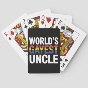 World's Gayest Uncle LGBTQ Gay Pride Ally Rainbow Playing Cards