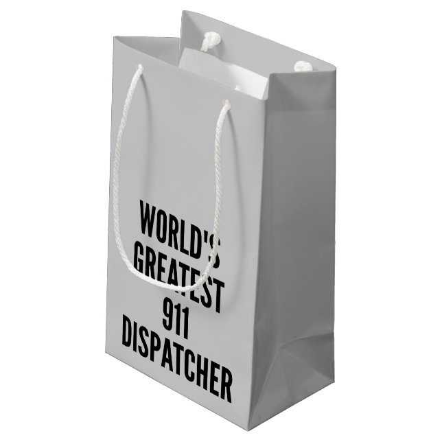 Worlds Greatest 911 Dispatcher Small Gift Bag (Back Angled)