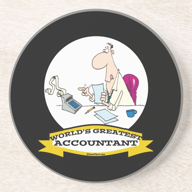 WORLDS GREATEST ACCOUNTANT MEN CARTOON COASTER (Front)