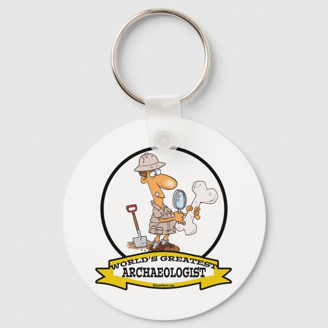 WORLDS GREATEST ARCHAEOLOGIST MEN CARTOON KEY RING (Front)