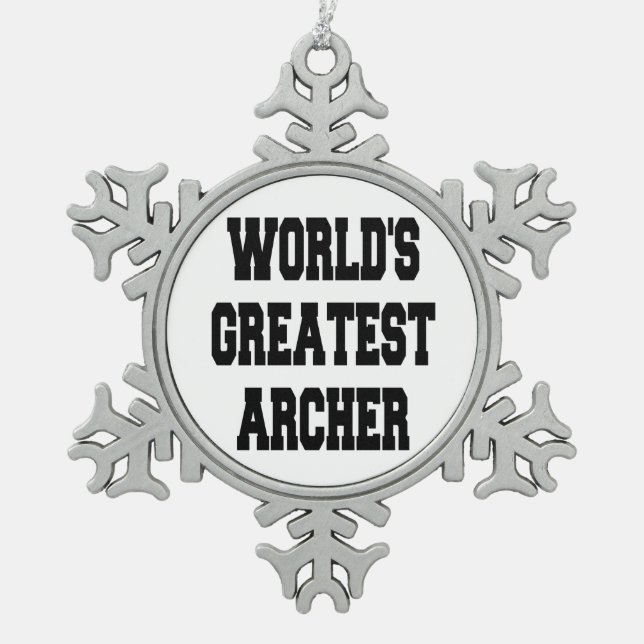 Worlds Greatest Archer Snowflake Pewter Christmas Ornament (Front)
