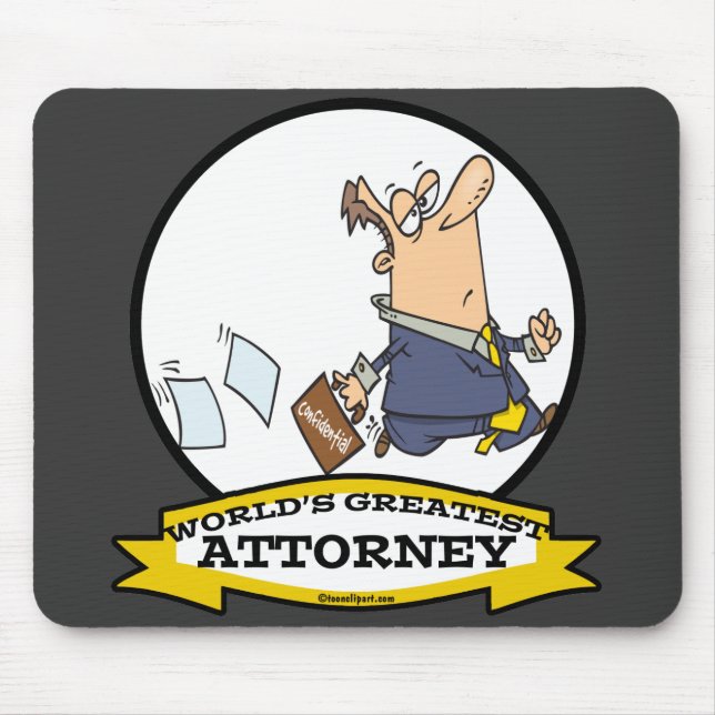 WORLDS GREATEST ATTORNEY MEN III CARTOON MOUSE MAT (Front)