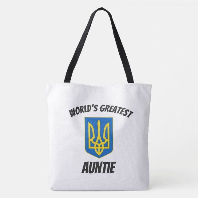 World's Greatest Auntie Ukrainian Tryzub Tote Bag (Back)