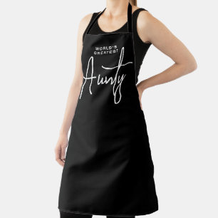 World's Greatest Aunty black BBQ apron for women