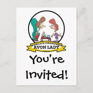 WORLDS GREATEST AVON LADY WOMEN CARTOON INVITATION