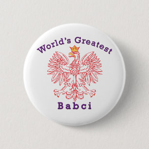 World's Greatest Babci Red Eagle 6 Cm Round Badge