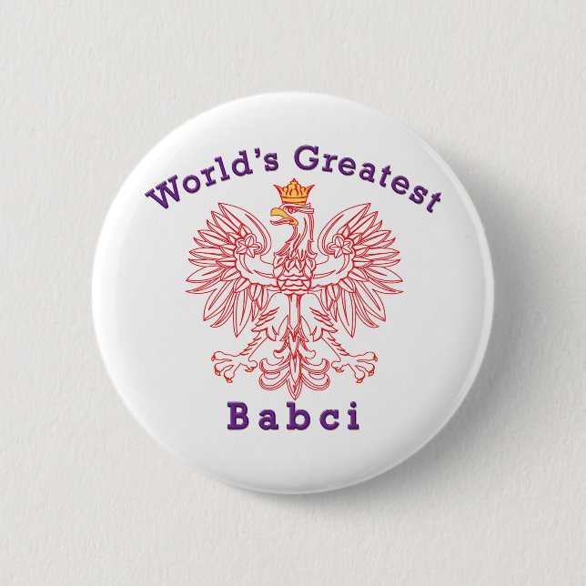 World's Greatest Babci Red Eagle 6 Cm Round Badge (Front)