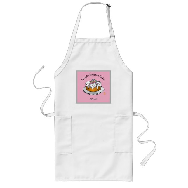 World's Greatest Baker Cake on Pink (+Name) Apron (Front)
