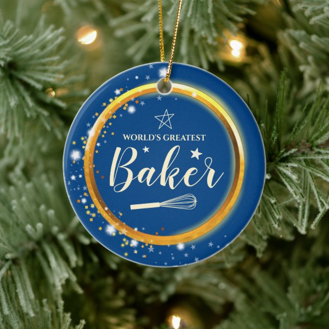 Worlds greatest baker whisk baking Christmas Ceramic Tree Decoration (Tree)