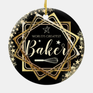 Worlds greatest baker whisk culinary Christmas Ceramic Tree Decoration