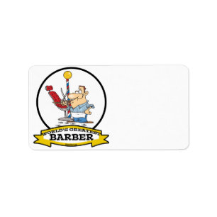 WORLDS GREATEST BARBER MEN CARTOON LABEL
