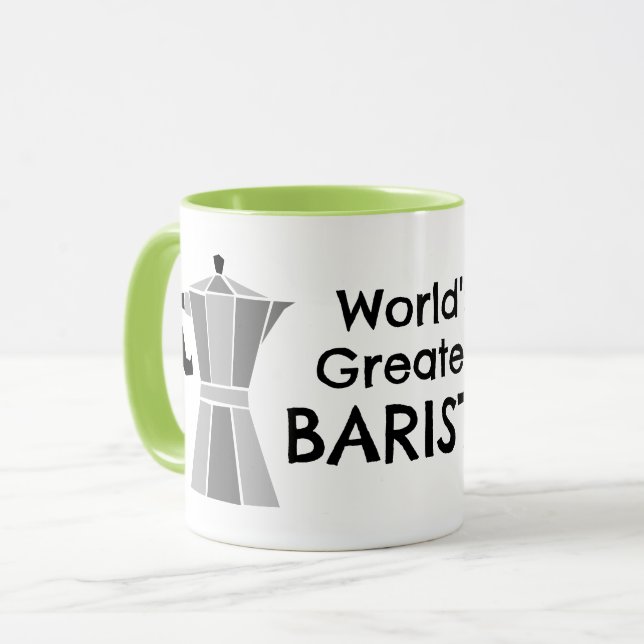 World's Greatest Barista Moka Pot Coffee Mug (Front Left)