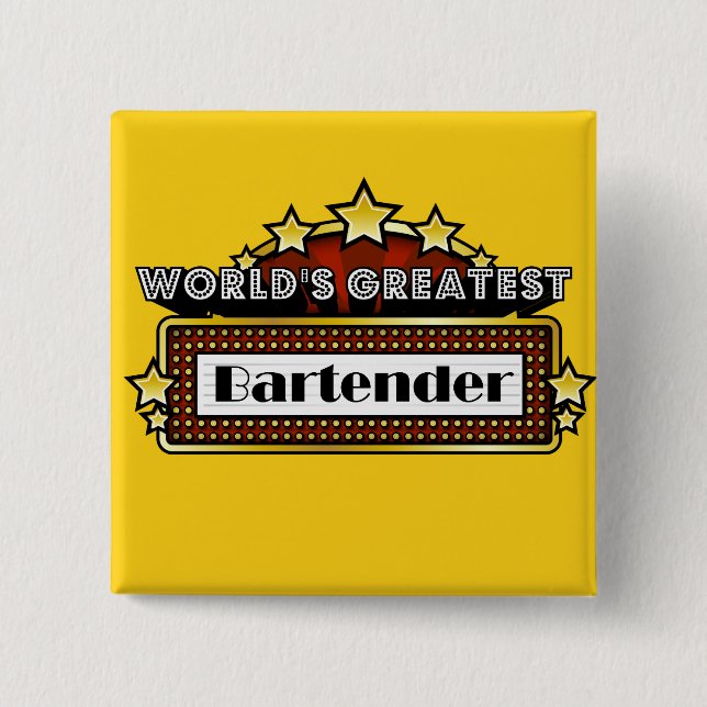 World's Greatest Bartender 15 Cm Square Badge (Front)