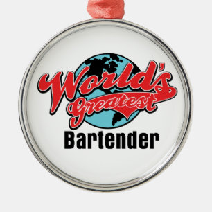 Worlds Greatest Bartender Metal Tree Decoration
