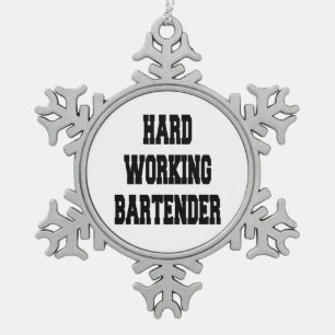 Worlds Greatest Bartender Snowflake Pewter Christmas Ornament