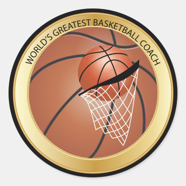 World's Greatest Basketball Coach Classic Round Sticker (Front)