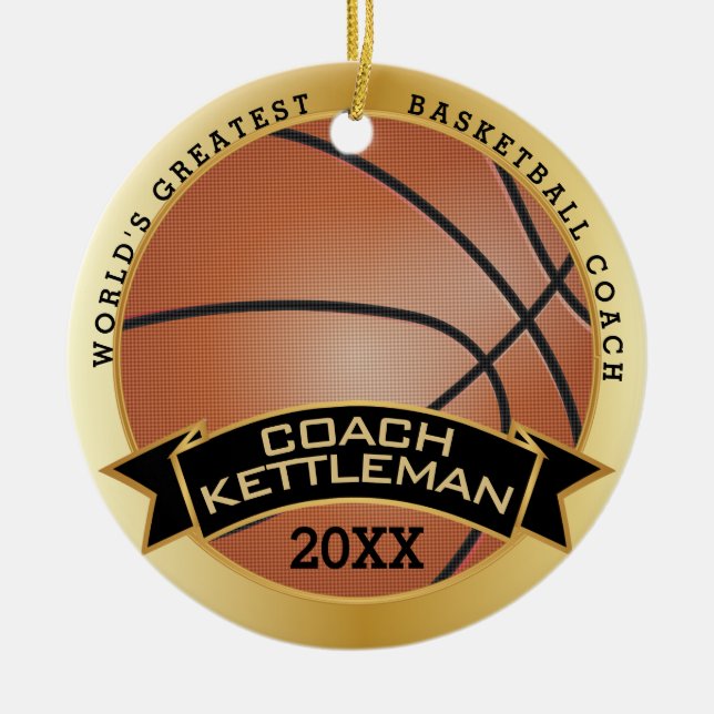 World's Greatest Basketball Coach  / Player Ceramic Tree Decoration (Front)
