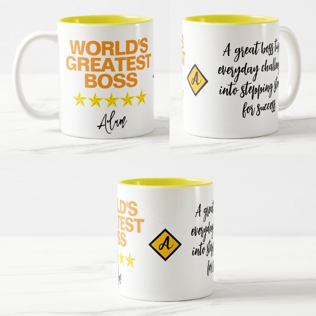 World's Greatest Boss Mug (Name Initial Quote) (World's greatest boss mug
)