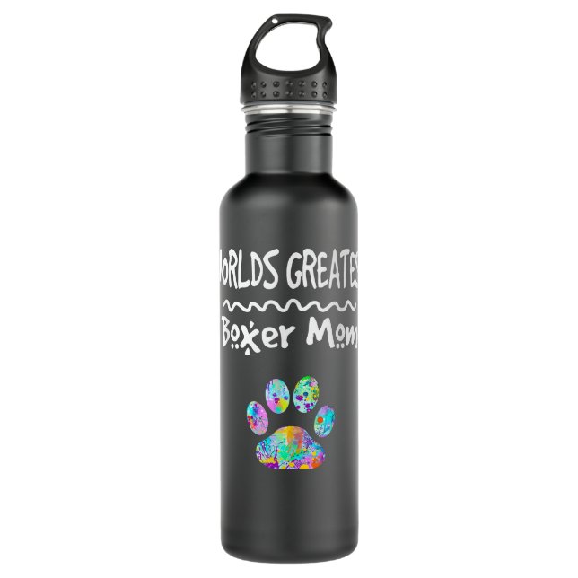 Worlds Greatest Boxer Dog Mum Mother Cute Paw Prin 710 Ml Water Bottle (Front)