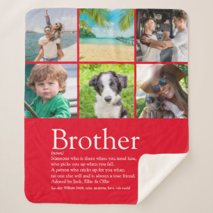 World's Greatest Brother 6 Photo Collage Red Sherpa Blanket