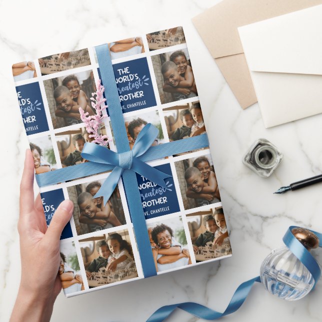 World's Greatest Brother Photo Collage Wrapping Paper (Gifting)