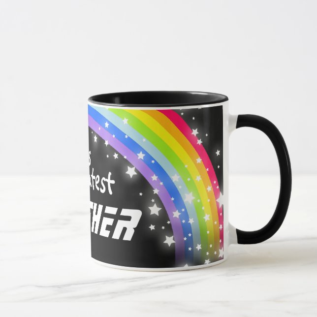"World's greatest BROTHER" rainbow black mug (Right)