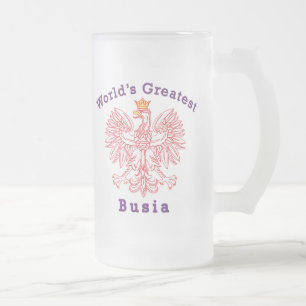 World's Greatest Busia Eagle Frosted Glass Beer Mug
