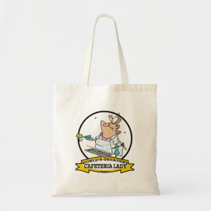WORLDS GREATEST CAFETERIA LADY CARTOON TOTE BAG