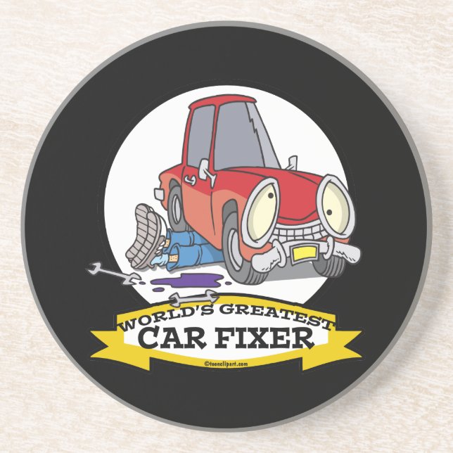 WORLDS GREATEST CAR FIXER CARTOON COASTER (Front)