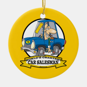 WORLDS GREATEST CAR SALESMAN MEN CARTOON CERAMIC TREE DECORATION