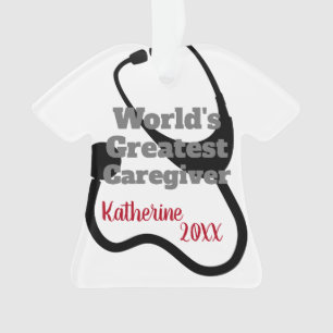 World's Greatest Caregiver Cute Personalised Ornament