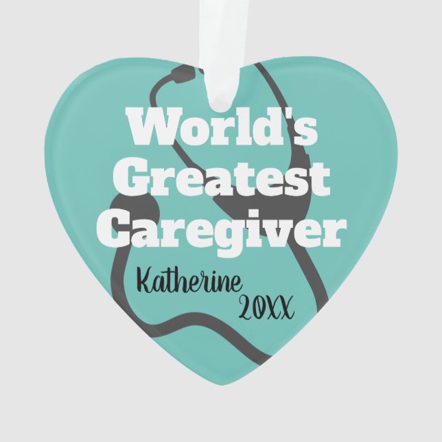 World's Greatest Caregiver Personalised Christmas Ornament (Back)