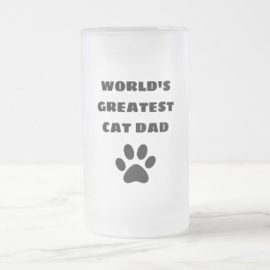 World's Greatest Cat Dad Custom Text Personalised Frosted Glass Beer Mug