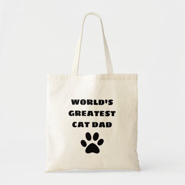 World's Greatest Cat Dad Custom Text Personalized Tote Bag (Front)