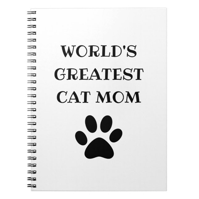 World's Greatest Cat Mom Custom Text Personalized Notebook (Front)