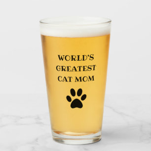 World's Greatest Cat Mum Custom Text Personalised Glass
