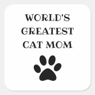 World's Greatest Cat Mum Custom Text Personalised Square Sticker