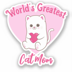 World's Greatest Cat Mum Funny Cute Pink Heart