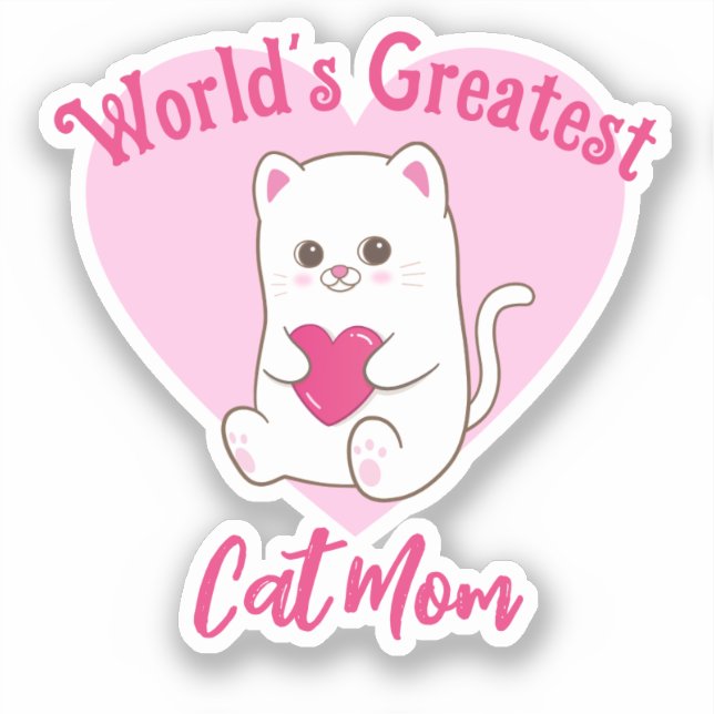 World's Greatest Cat Mum Funny Cute Pink Heart (Front)