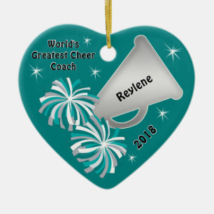 World's Greatest Cheer Coach Ornament, Your Text Ceramic Tree Decoration
