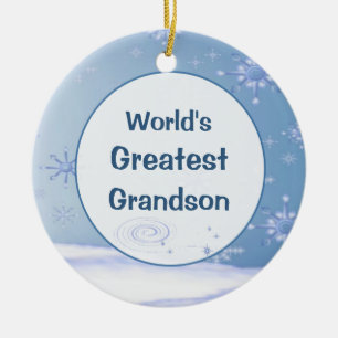 World's Greatest  Christmas Grandson  Ornament