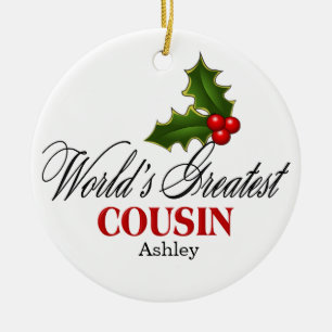 World's Greatest Cousin Ceramic Tree Decoration