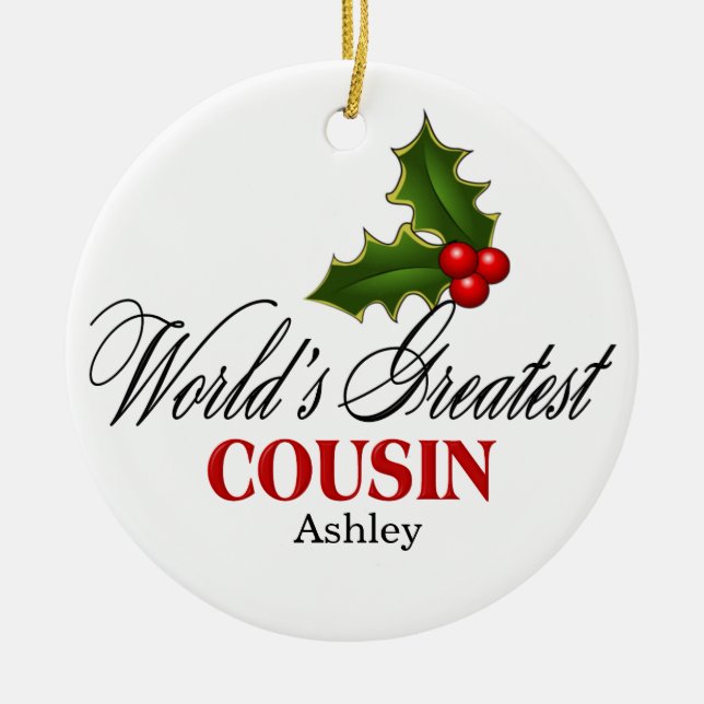 World's Greatest Cousin Ceramic Tree Decoration (Front)