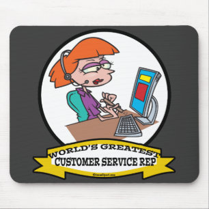 WORLDS GREATEST CUSTOMER SERVICE REP CARTOON MOUSE MAT