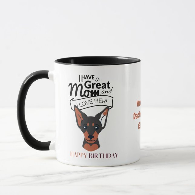 World's Greatest DACHSHUND MOM Personalised Fun Mug (Left)
