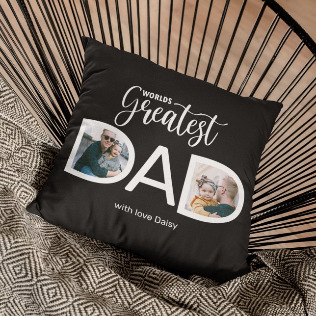 Worlds Greatest Dad 2 Photo Throw Pillow (Creator Uploaded)