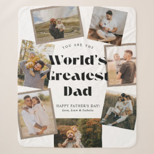 World's Greatest Dad 7 Photo Collage Sherpa Blanket